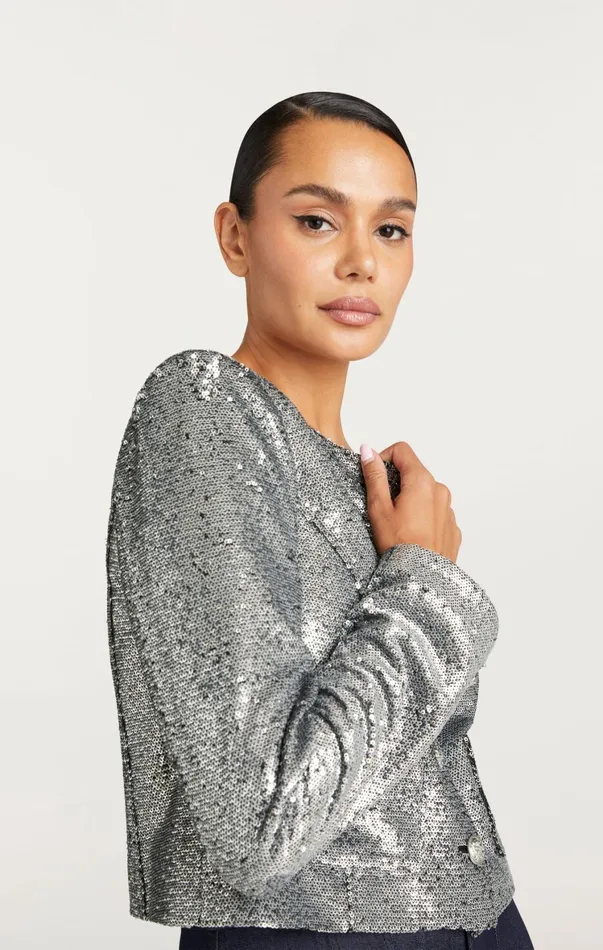 Women Jackets Cinq Sept Sequin Randi Jacket Silver