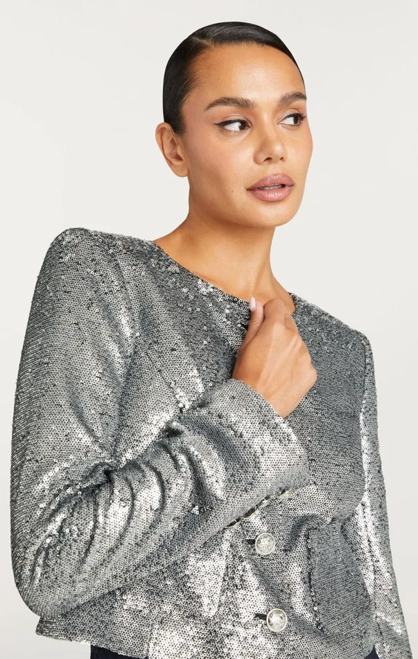 Women Jackets Cinq Sept Sequin Randi Jacket Silver
