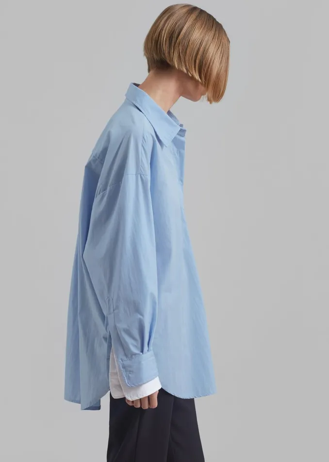 Women Jacqueline Button Up Shirt 8211 Sky The Frankie Shop Tops