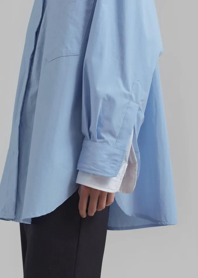 Women Jacqueline Button Up Shirt 8211 Sky The Frankie Shop Tops