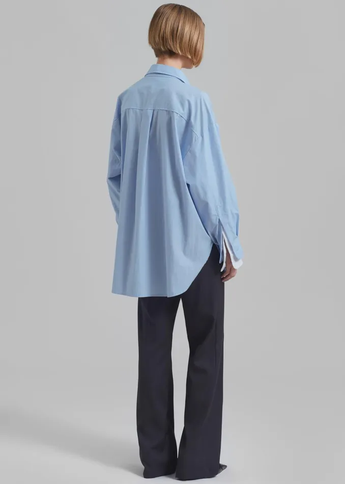 Women Jacqueline Button Up Shirt 8211 Sky The Frankie Shop Tops