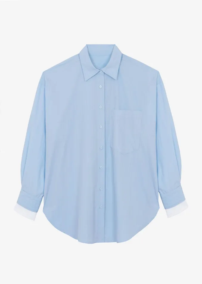 Women Jacqueline Button Up Shirt 8211 Sky The Frankie Shop Tops