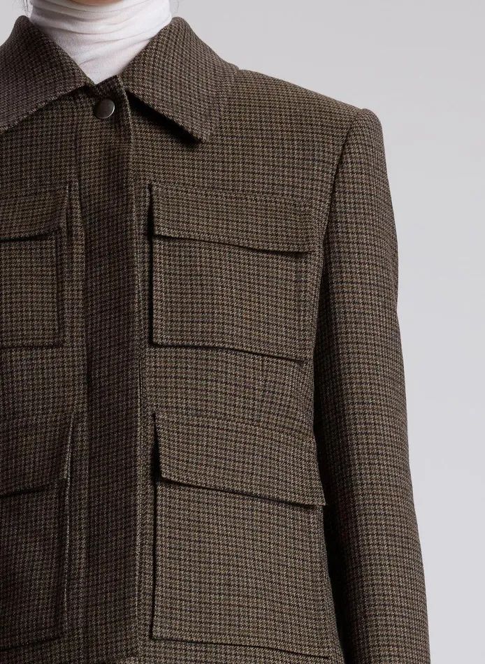 Women Jamie Mini Houndstooth Jacket Tanolive ALC Jackets and Coats