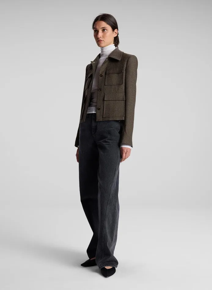Women Jamie Mini Houndstooth Jacket Tanolive ALC Jackets and Coats