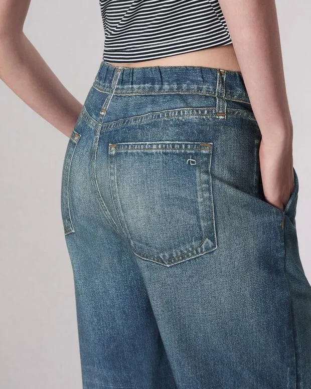 Women Jeans Rag and Bone Miramar Terry WideLeg Pant Cotton Terry Lenox