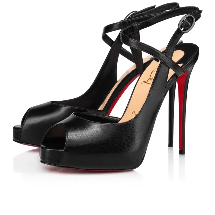 Women Jenlove Alta 120 Mm Opentoe Pumps 8211 Leather 8211 Black Christian Louboutin Platforms