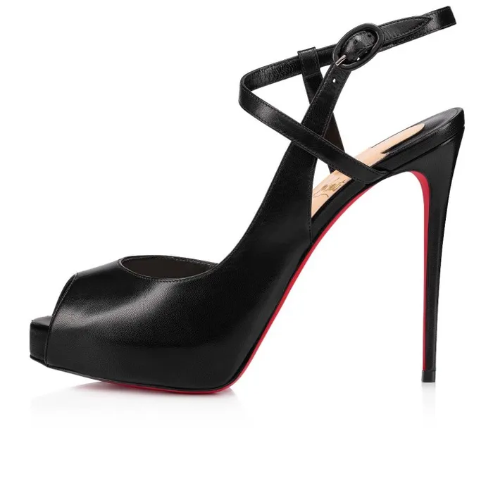 Women Jenlove Alta 120 Mm Opentoe Pumps 8211 Leather 8211 Black Christian Louboutin Platforms