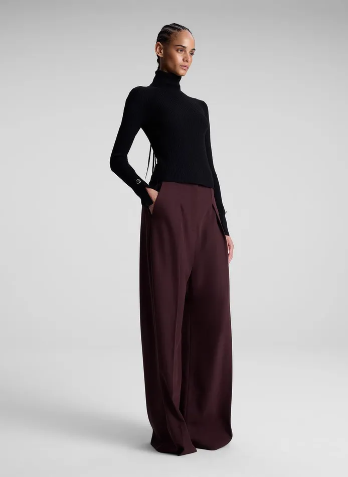 Women Jett Cable Knit Merino Turtleneck Top Black ALC Knitwear