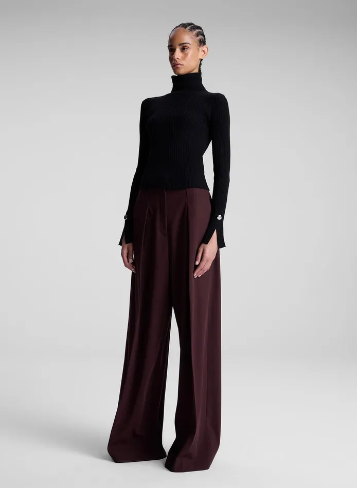 Women Jett Cable Knit Merino Turtleneck Top Black ALC Knitwear