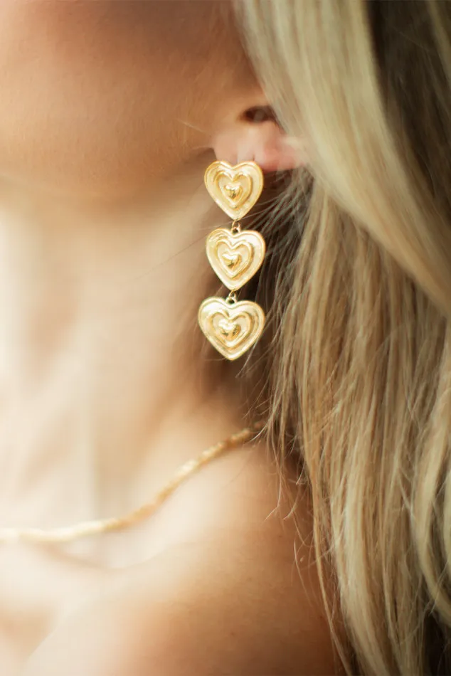 Women Jewelry LoveShackFancy Heartbeat Earrings By Evie Jewelry Gold