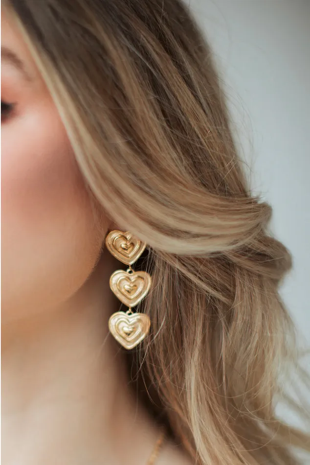 Women Jewelry LoveShackFancy Heartbeat Earrings By Evie Jewelry Gold