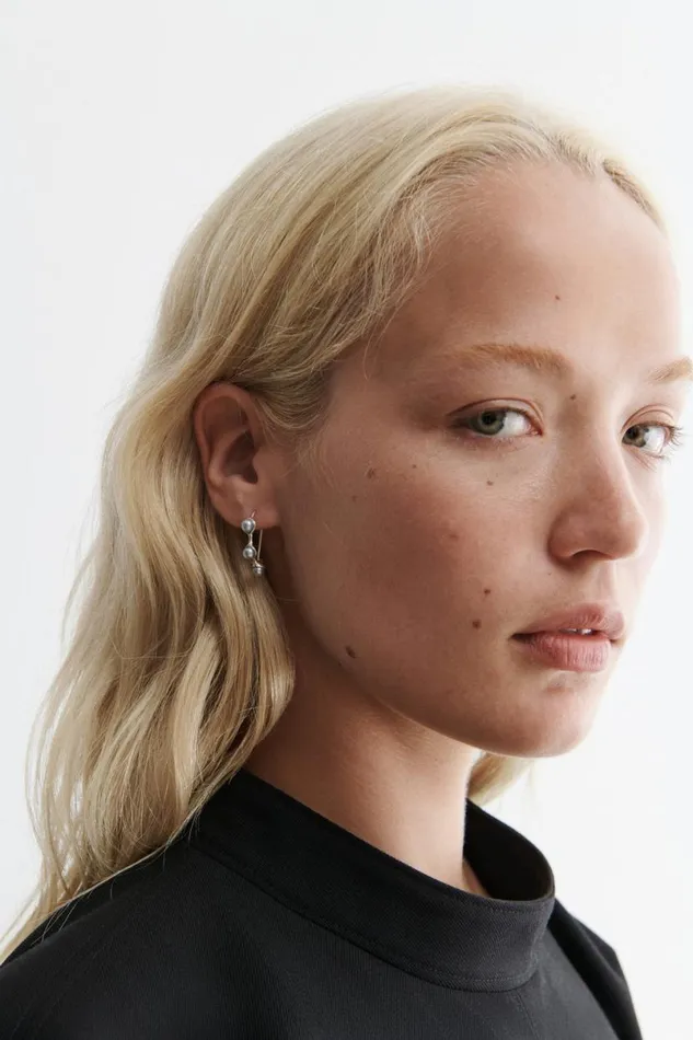Women Jewelry Rachel Comey Quarry Syan Hoop Earring Pair Silvergrey Pearl