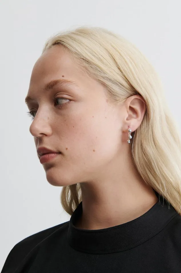Women Jewelry Rachel Comey Quarry Syan Hoop Earring Pair Silvergrey Pearl