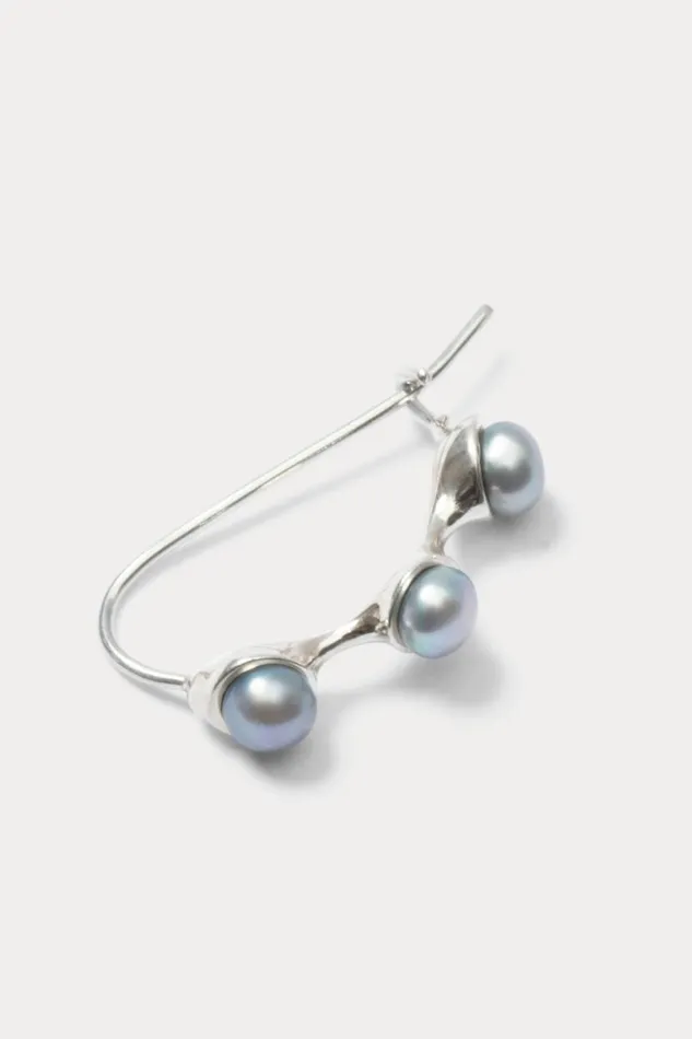 Women Jewelry Rachel Comey Quarry Syan Hoop Earring Pair Silvergrey Pearl