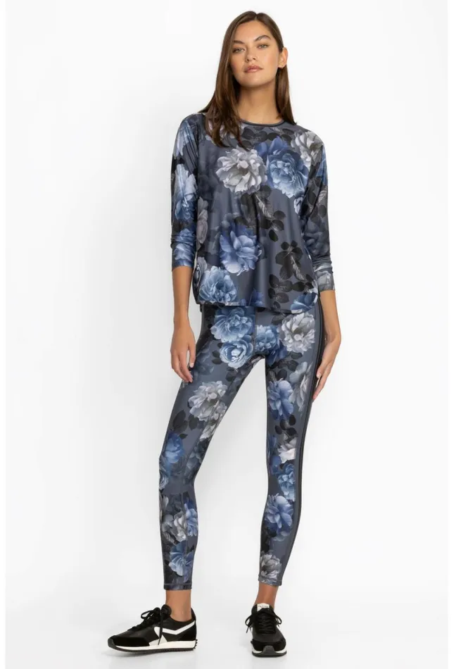 Women Johnny Was Active Grey Peony High Waist Sculpting Legging Grey Peony