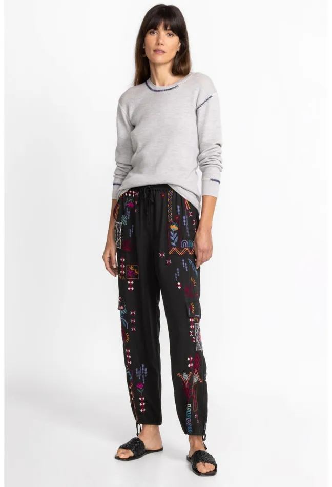 Women Johnny Was Bottoms Campo Drawstring Cargo Pant Black