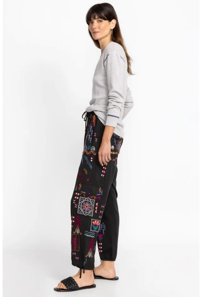 Women Johnny Was Bottoms Campo Drawstring Cargo Pant Black
