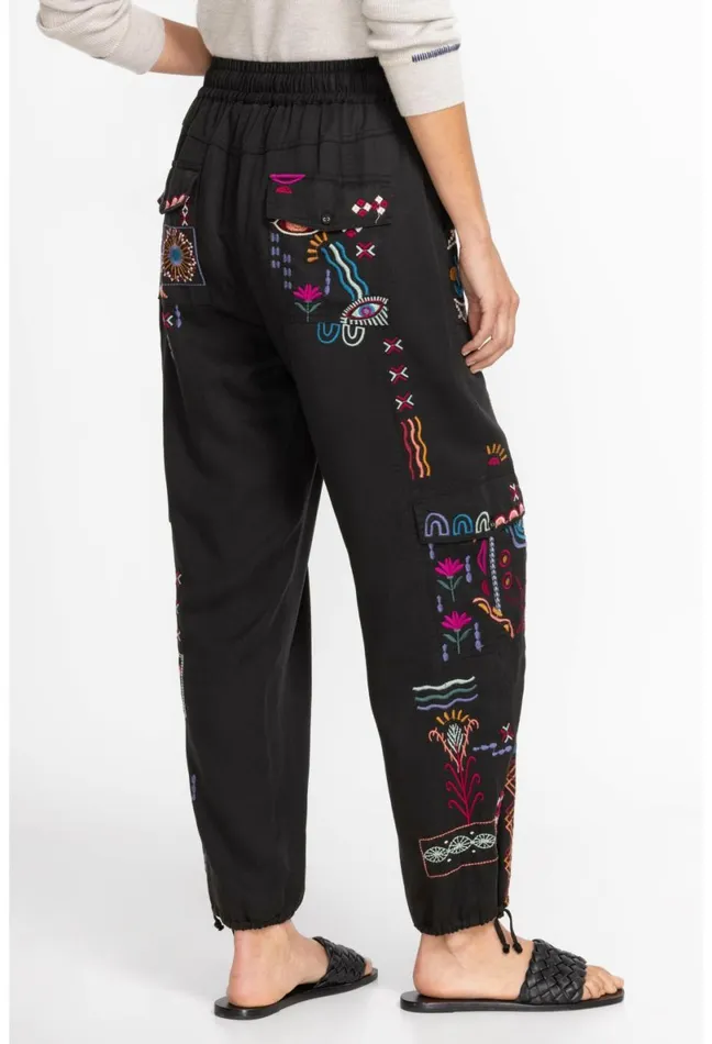Women Johnny Was Bottoms Campo Drawstring Cargo Pant Black