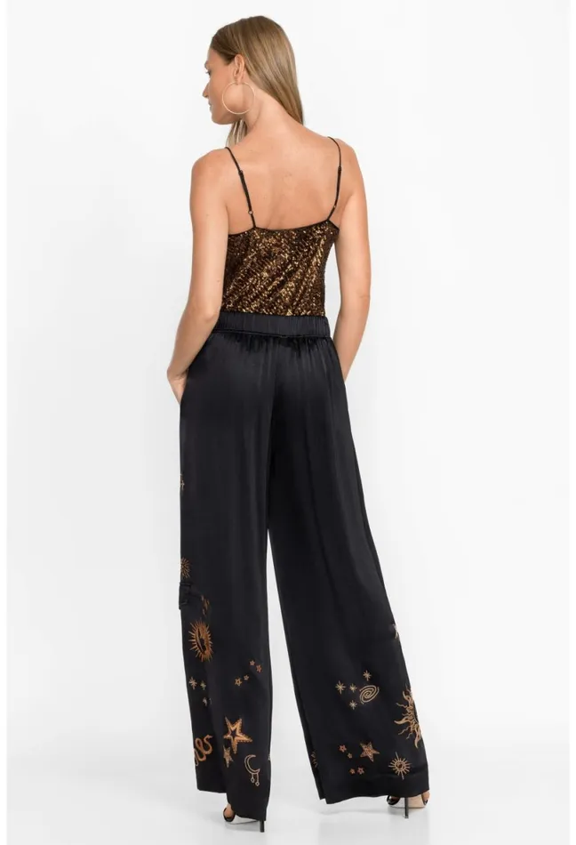 Women Johnny Was Bottoms Estrella Wide Leg Cargo Pant Black