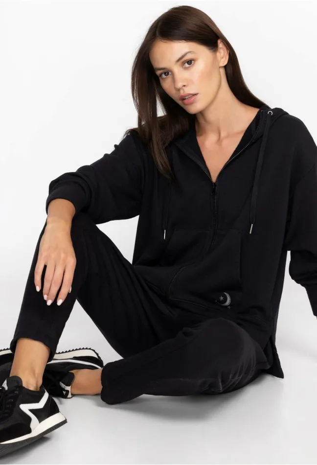 Women Johnny Was Bottoms Fleece Pull On Pant Black Beauty