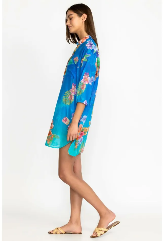Women Johnny Was Cover Ups and Kimonos Water Tropic Shirt Dress Water Tropic