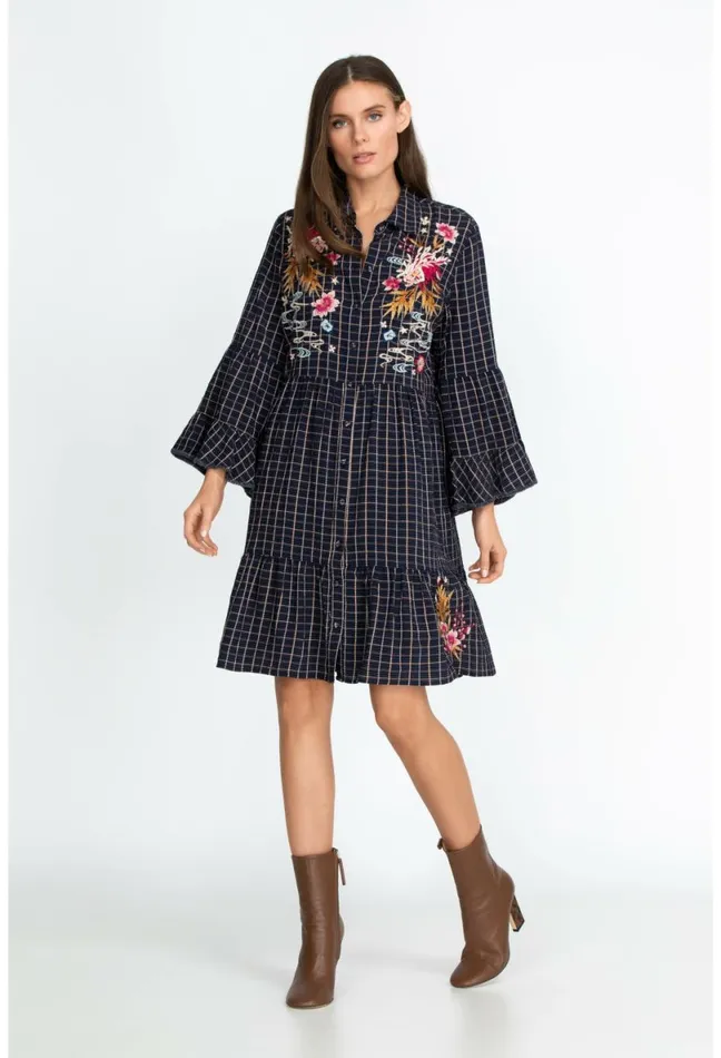Women Johnny Was Dresses Emiko Easy Tiered Dress Plaid