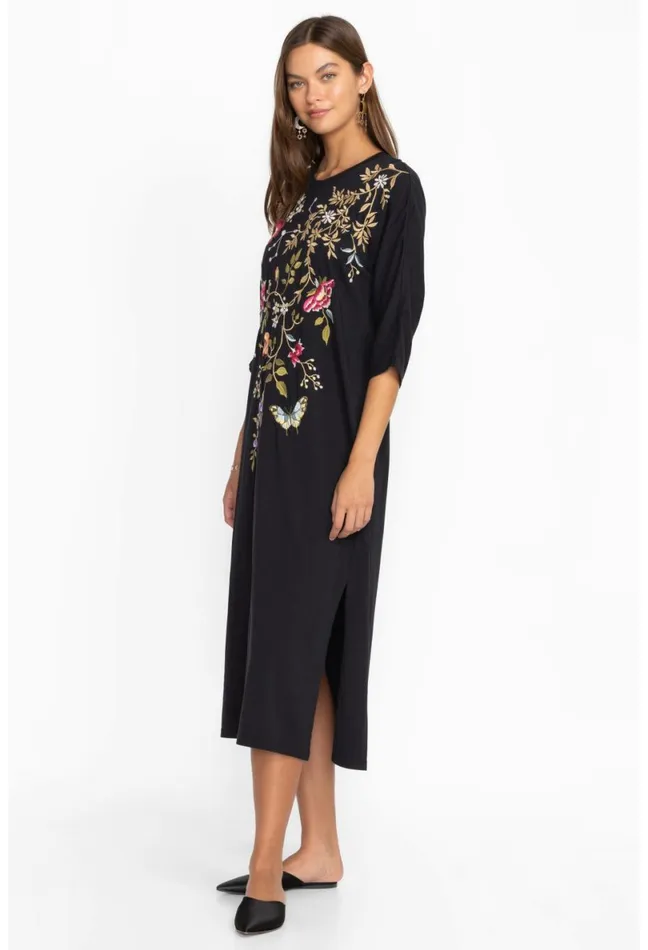 Women Johnny Was Dresses Osaka Dolman Sleeve Knit Dress Black