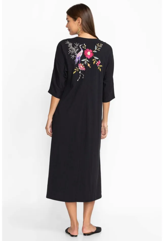 Women Johnny Was Dresses Osaka Dolman Sleeve Knit Dress Black