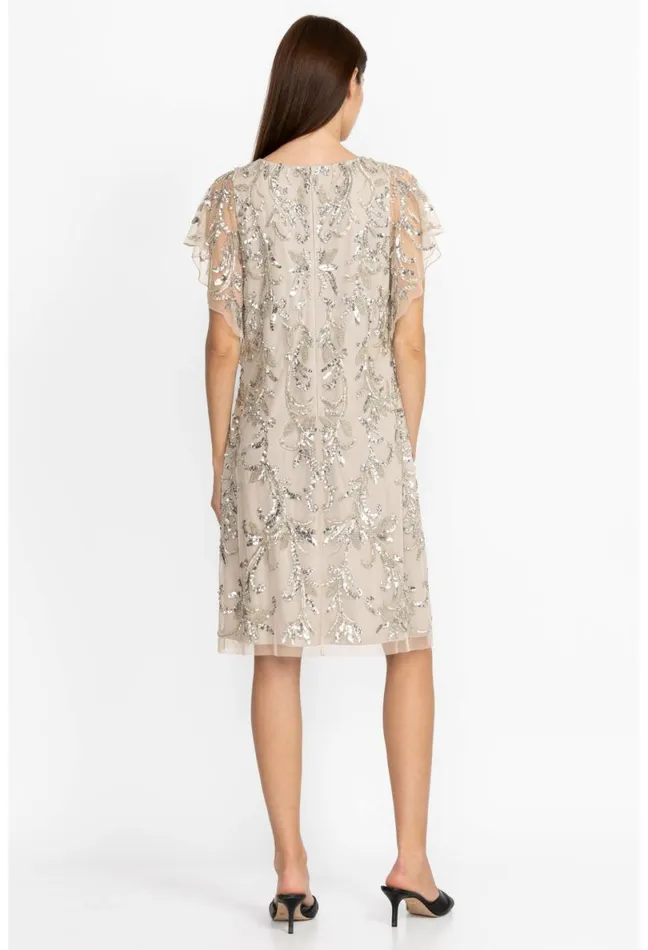 Women Johnny Was Dresses Silver Sequin Cocktail Dress Silver