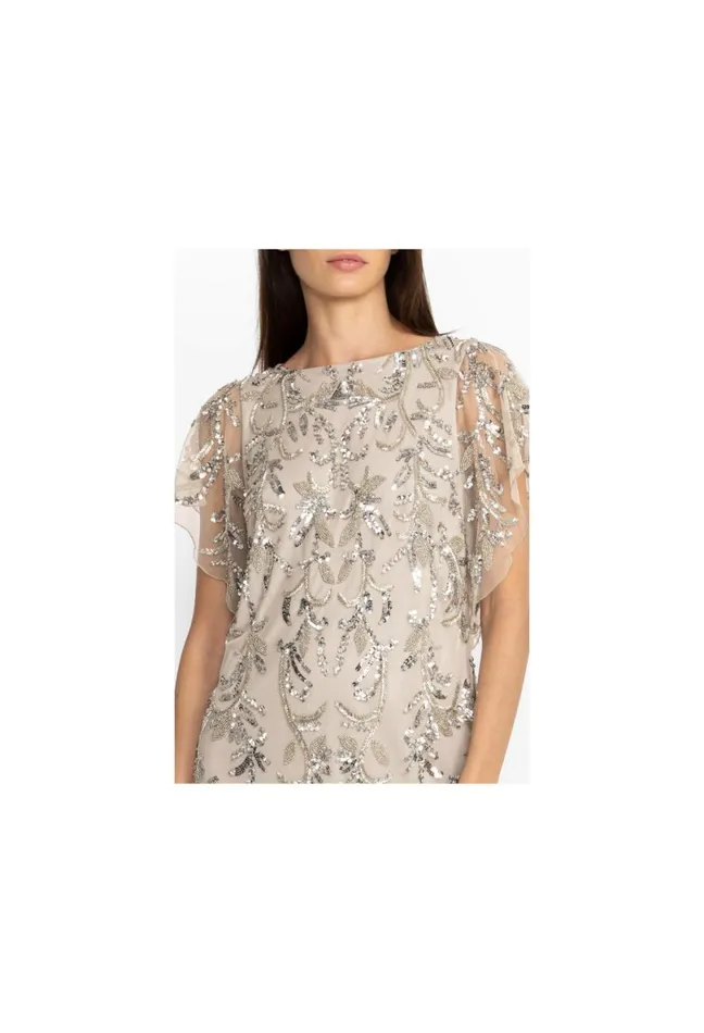 Women Johnny Was Dresses Silver Sequin Cocktail Dress Silver