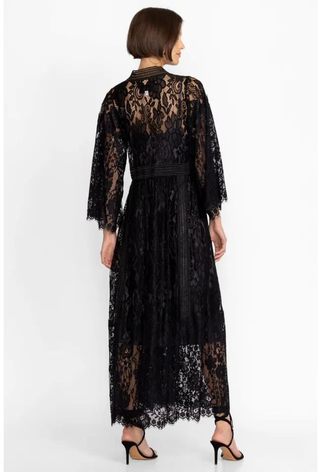 Women Johnny Was Dresses Veronne Lace Dress Slip Black