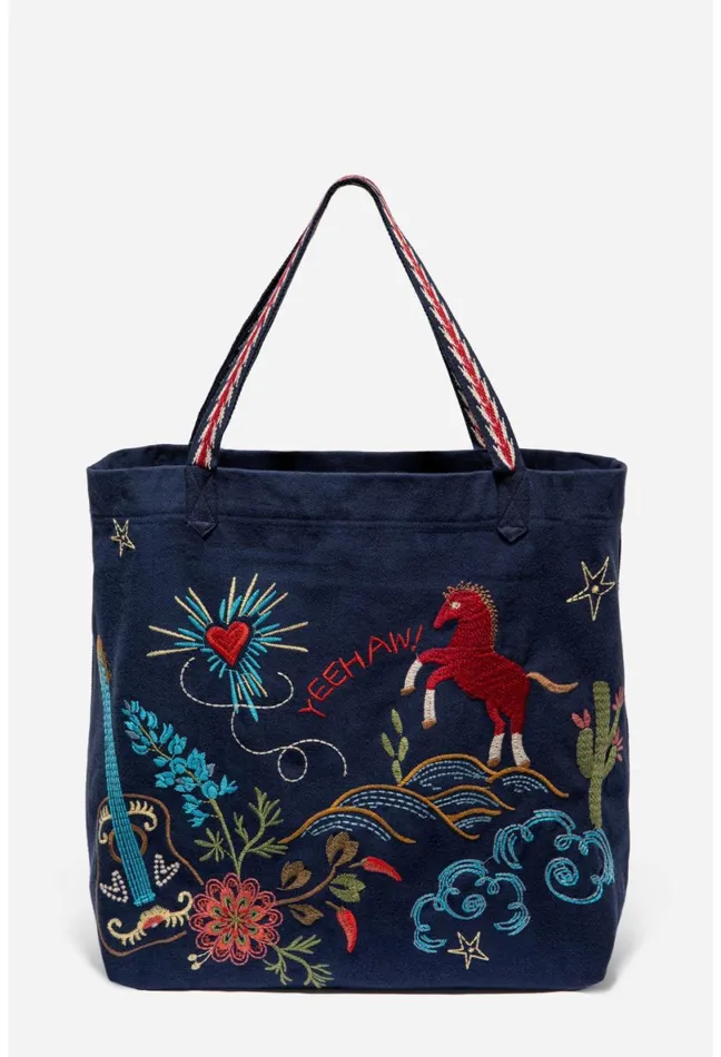 Women Johnny Was Handbags Texas Everyday Tote Navy