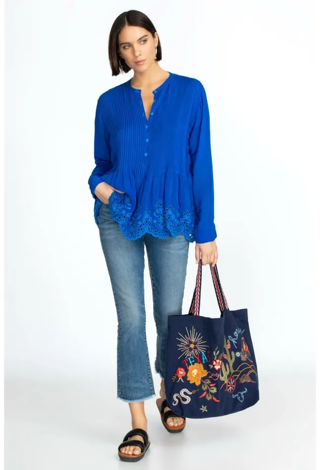 Women Johnny Was Handbags Texas Everyday Tote Navy