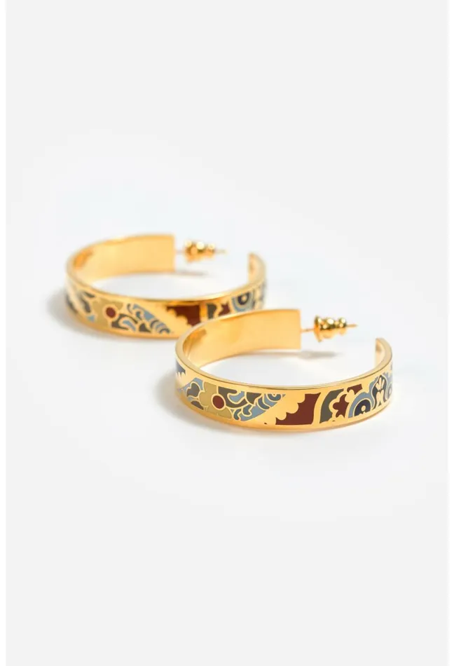Women Johnny Was Jewelry Sandalwood Enamel Hoop Earring Sandalwood