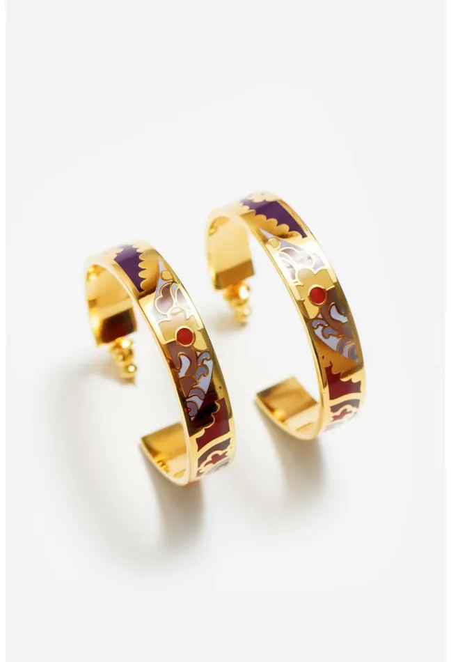Women Johnny Was Jewelry Sandalwood Enamel Hoop Earring Sandalwood