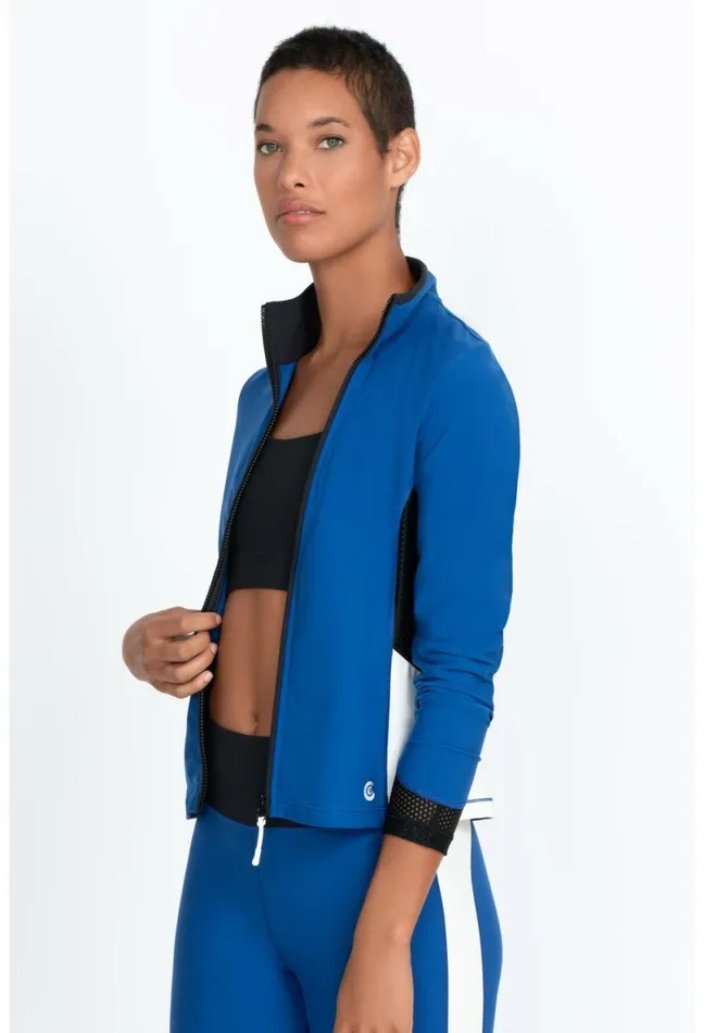 Women Johnny Was Outerwear Endurance Mesh Zip Jacket True Blue