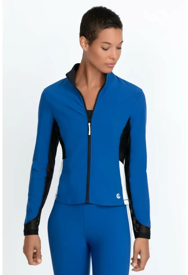 Women Johnny Was Outerwear Endurance Mesh Zip Jacket True Blue