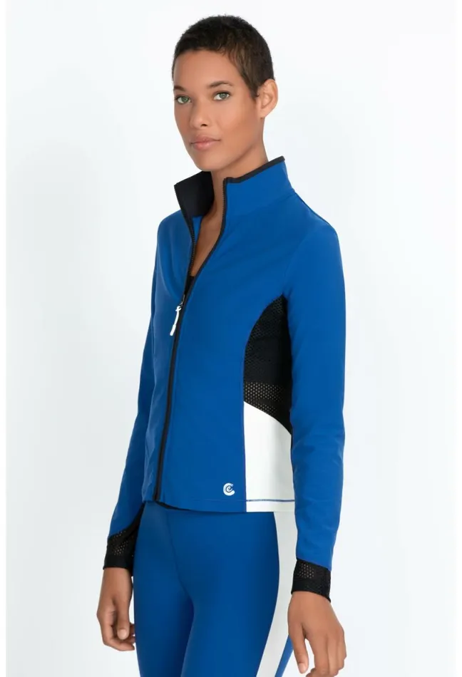 Women Johnny Was Outerwear Endurance Mesh Zip Jacket True Blue
