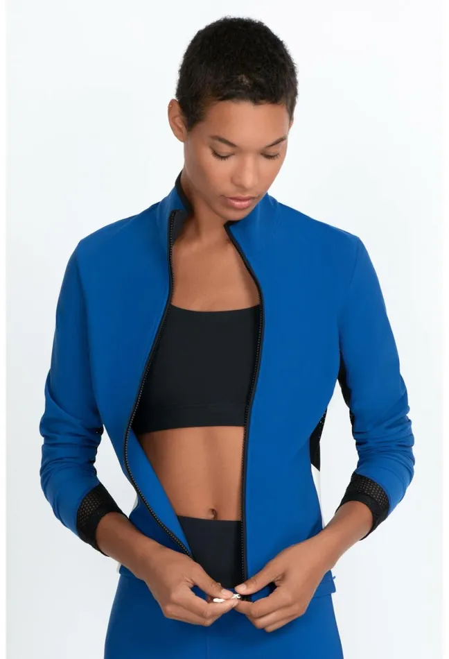 Women Johnny Was Outerwear Endurance Mesh Zip Jacket True Blue
