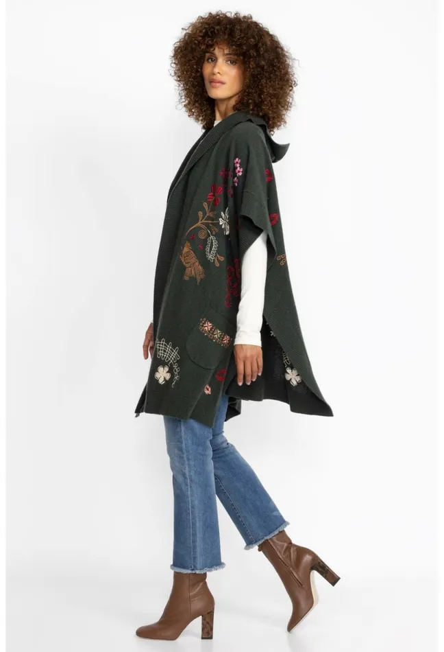 Women Johnny Was Outerwear Zuzu Cape Forest Green
