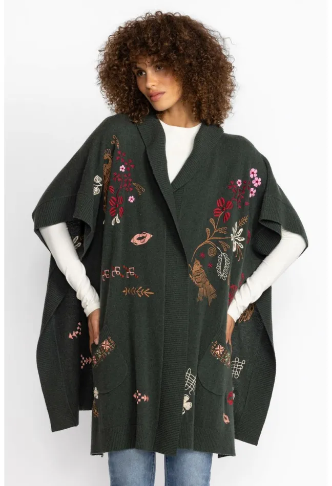 Women Johnny Was Outerwear Zuzu Cape Forest Green