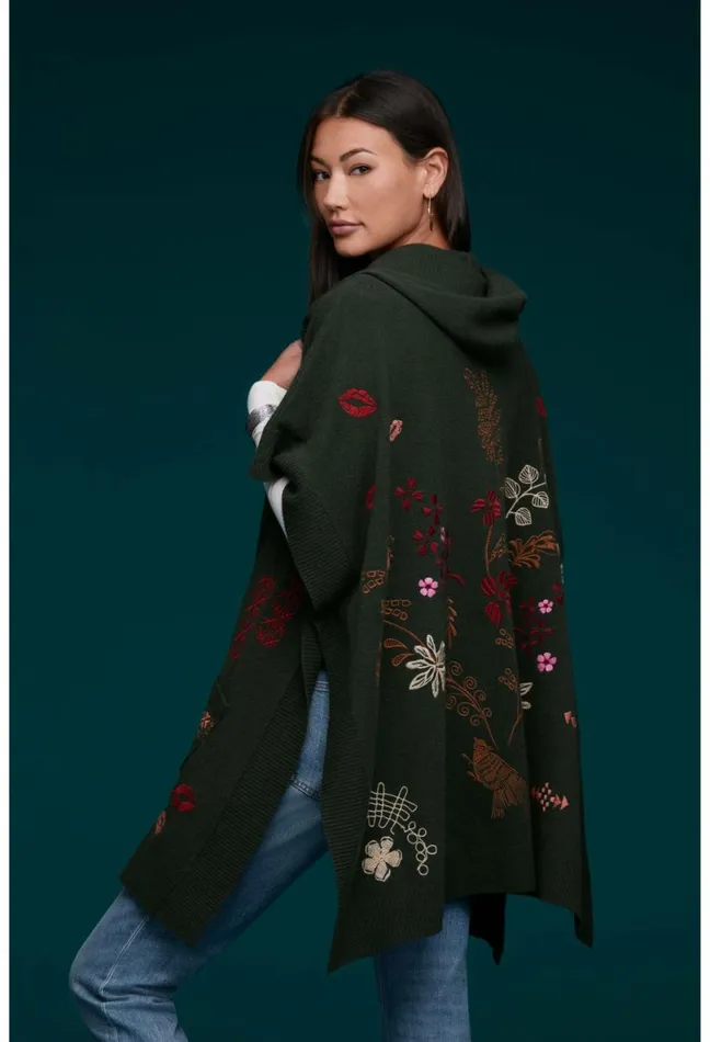 Women Johnny Was Outerwear Zuzu Cape Forest Green