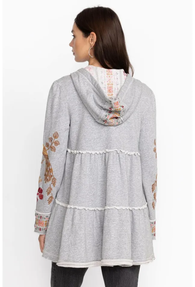 Women Johnny Was Outerwear Zuzu Tiered Hoodie Light Heather