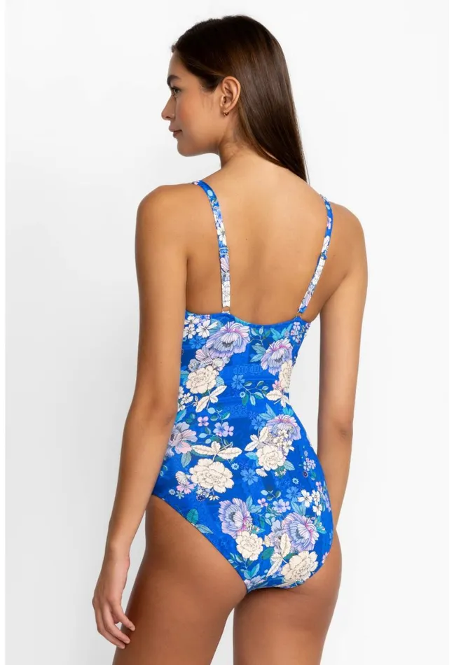 Women Johnny Was Swim and Resort Blue Dove Ruched One Piece Blue Dove