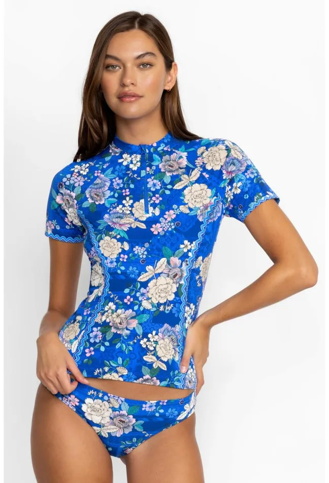 Women Johnny Was Swim and Resort Blue Dove Surf Shirt Blue Dove