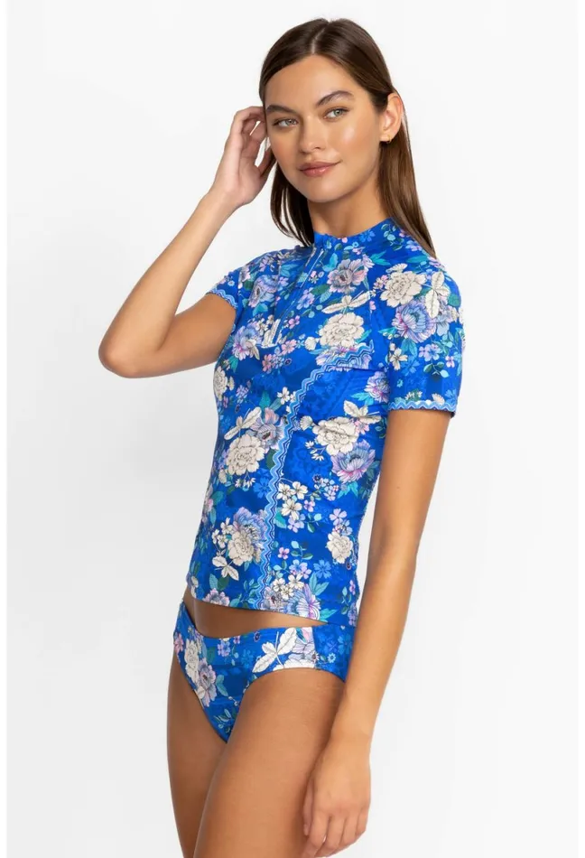 Women Johnny Was Swim and Resort Blue Dove Surf Shirt Blue Dove