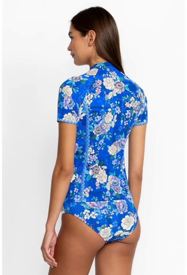 Women Johnny Was Swim and Resort Blue Dove Surf Shirt Blue Dove