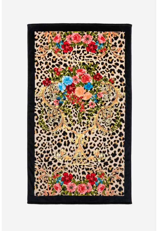 Women Johnny Was Swim and Resort Cheetah Beach Towel Black