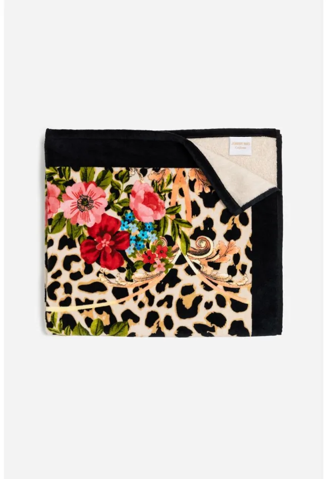 Women Johnny Was Swim and Resort Cheetah Beach Towel Black