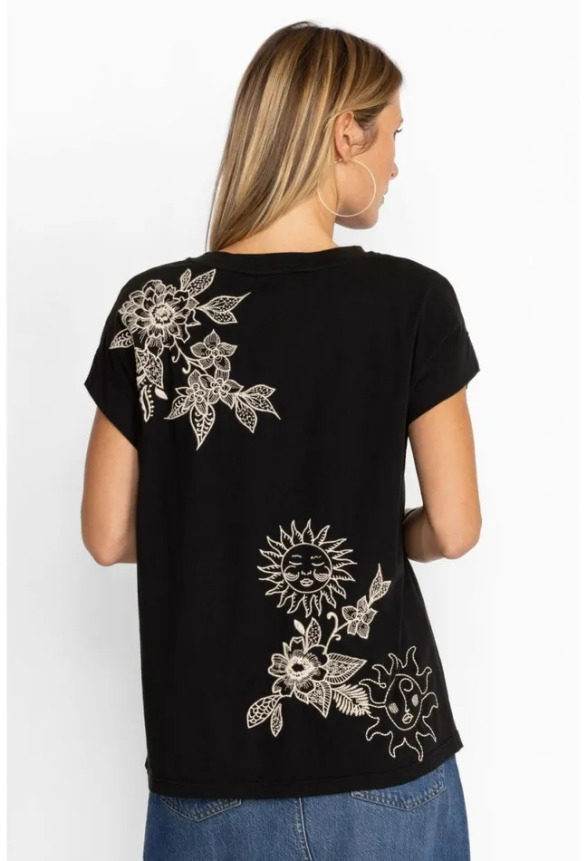 Women Johnny Was Tops Addison Relaxed Tee Black